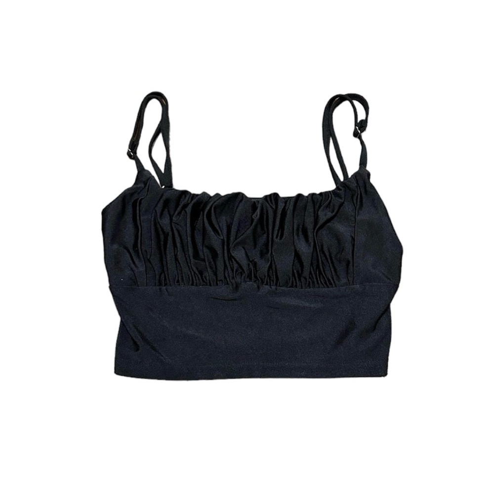 black satin crop tank
